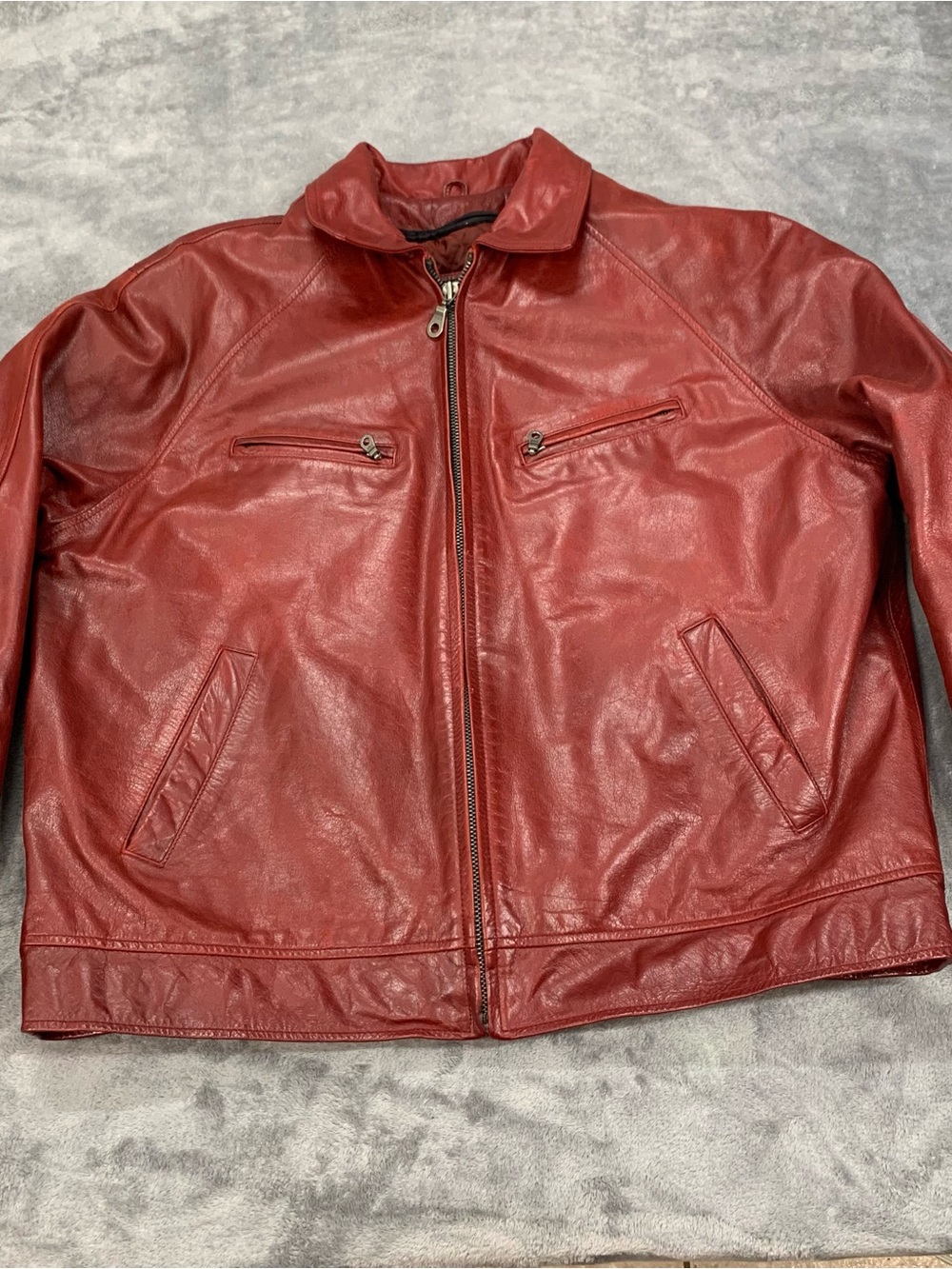 Wilson's Leather Red Leather Jacket with Quilted Diamond Pattern
Size XL